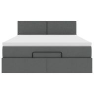 Османско легло с матрак Тъмно сиво 140x190 cm Тъкан