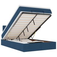 Османска легло с матрак, синьо, 120x200 см, плат