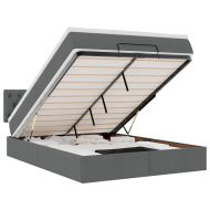 Османско легло с матрак Тъмно сиво 140x190 cm Тъкан