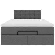 Османска легло с матрак, тъмносиво, 120x200 см, плат