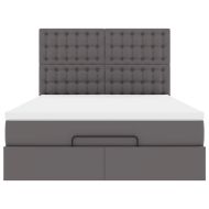 Османско легло с матрак сиво 140x190cm изкуствена кожа