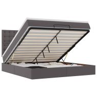 Османска легло с матрак, сиво, 160x200 см, изкуствена кожа