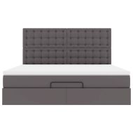 Османска легло с матрак, сиво, 160x200 см, изкуствена кожа