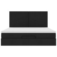 Османска легло с матрак, черно, 180x200 см, плат