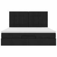 Османска легло с матрак, черно, 180x200 см, плат