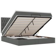 Османска легло с матрак, тъмносиво, 160x200 см, плат