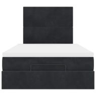 Османска легло с матраци, черно, 120x200 см, кадифе