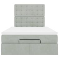 Османска легло с матраци, светлосиво, 120x200 см, кадифе