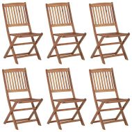 Сгъваеми градински столове, 6 бр, с възглавници, акация масив