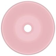 Луксозна кръгла мивка, матово розова, 40x15 см, керамика