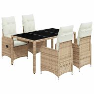 Градински бистро комплект с възглавници 5 части бежов полиратан