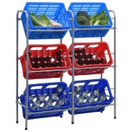 Стелаж за съхранение за 6 щайги сребрист 96x33x116 см стомана