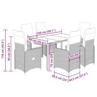 Градински бистро комплект с възглавници 7 части бежов полиратан