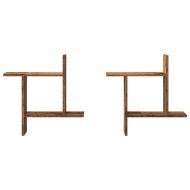 Стенни рафтове, 2 бр, старо дърво, 50x12x50 см, инженерно дърво