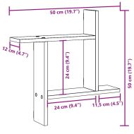 Стенни рафтове, 2 бр, старо дърво, 50x12x50 см, инженерно дърво