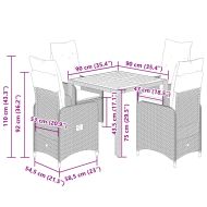 Градински бистро комплект с възглавници 5 части бежов полиратан
