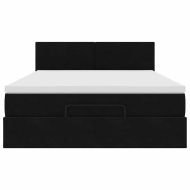 Османско легло с матрак черно 140x190cm кадифе