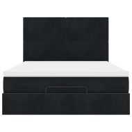 Османско легло с матраци черно 140x190cm кадифе