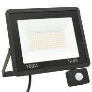 LED прожектор със сензор, 100 W, топло бяло