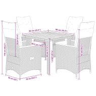Градински трапезен комплект 5 части с възглавници сив полиратан