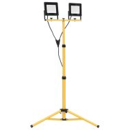 LED прожектор със статив, 2x50 W, студено бяло