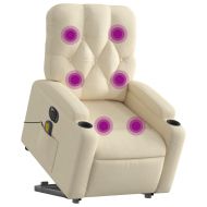 Електрически изправящ масажен реклайнер стол кремав текстил