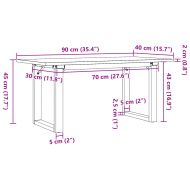 Кафе маса О-образна рамка 90x40x45 см бор масив и стомана