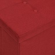 Сгъваема пейка за съхранение, виненочервена, изкуствен лен