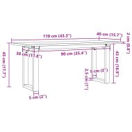 Кафе маса О-образна рамка 110x40x45 см бор масив и стомана