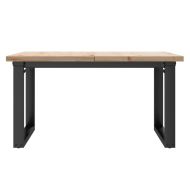 Кафе маса О-образна рамка 80x80x45,5 см бор масив и стомана