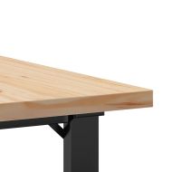 Кафе маса О-образна рамка 80x80x45,5 см бор масив и стомана