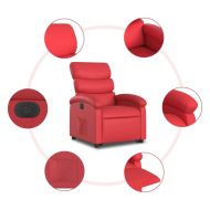 Електрически изправящ реклайнер стол, червен, изкуствена кожа