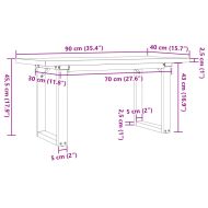 Кафе маса О-образна рамка 90x40x45,5 см бор масив и стомана