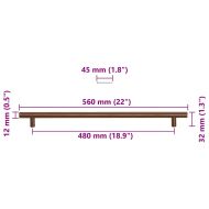 Дръжки за шкафове, 5 бр, бронз, 480 мм, неръждаема стомана
