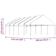 Навес с покрив бял 11,15x5,88x3,75 м полиетилен