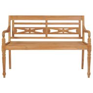 Пейка Батавия с кралскосиня възглавница, 120 см, тик масив