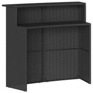 Градински бар комплект от 3 части с възглавници черен полиратан