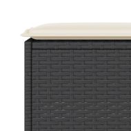 Градински бар комплект от 3 части с възглавници черен полиратан