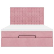 Османско легло с матраци розово 140x200cm кадифе