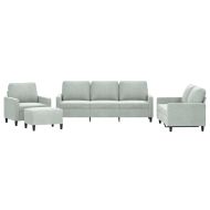 Комплект дивани от 4 части с възглавници, светлосив, кадифе