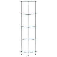 Етажерка с 5 рафта, прозрачна, 30x30x130 см, закалено стъкло