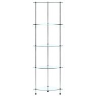 Етажерка с 5 рафта, прозрачна, 30x30x130 см, закалено стъкло