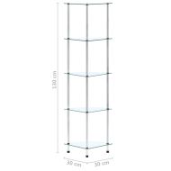 Етажерка с 5 рафта, прозрачна, 30x30x130 см, закалено стъкло