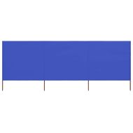 Параван против вятър от 3 панела текстил 400x80 см лазурносин