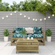 Градински лаундж комплект 3 части с възглавници импрегниран бор