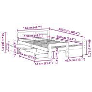 Рамка за легло без матрак, 120x200 см, масивна чамова дървесина