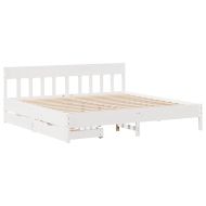 Рамка за легло без матрак, бял, 200x200 см, бор масив