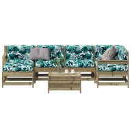 Градински лаундж комплект 7 части с възглавници импрегниран бор