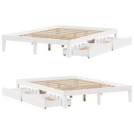 Рамка за легло, с чекмеджета, без матрак, бяла, 150x200 см
