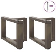 Крака за масичка за кафе, Т-образни, 2 бр., черни, 50x25x(30-31) см, стомана